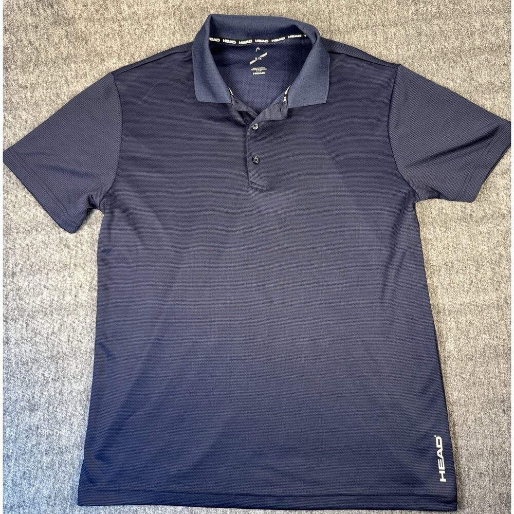 Mens HEAD Blue & Black Striped Tennis Polo Medium